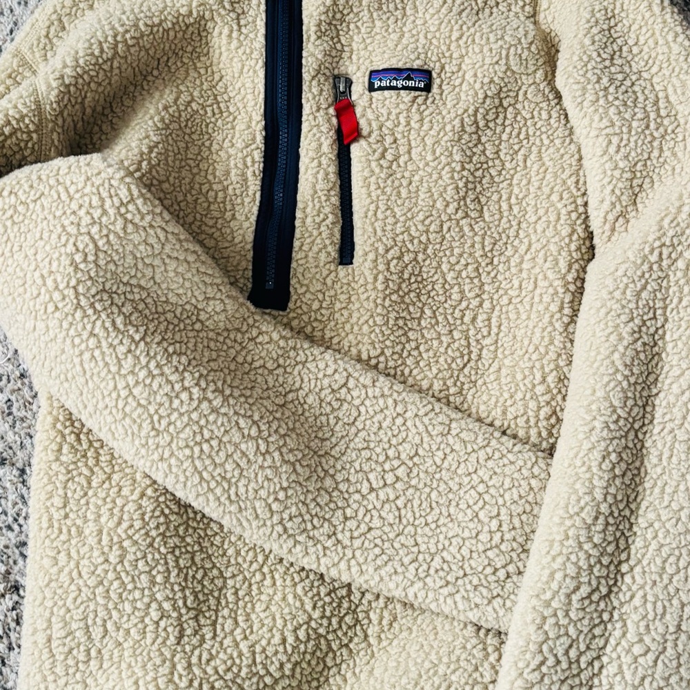 Patagonia Cream and Red Fleece Jacket